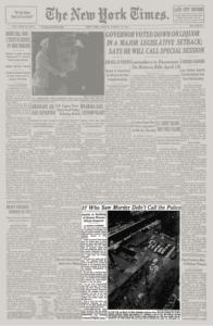 Газета The New York Times со статьей о Китти Дженовезе